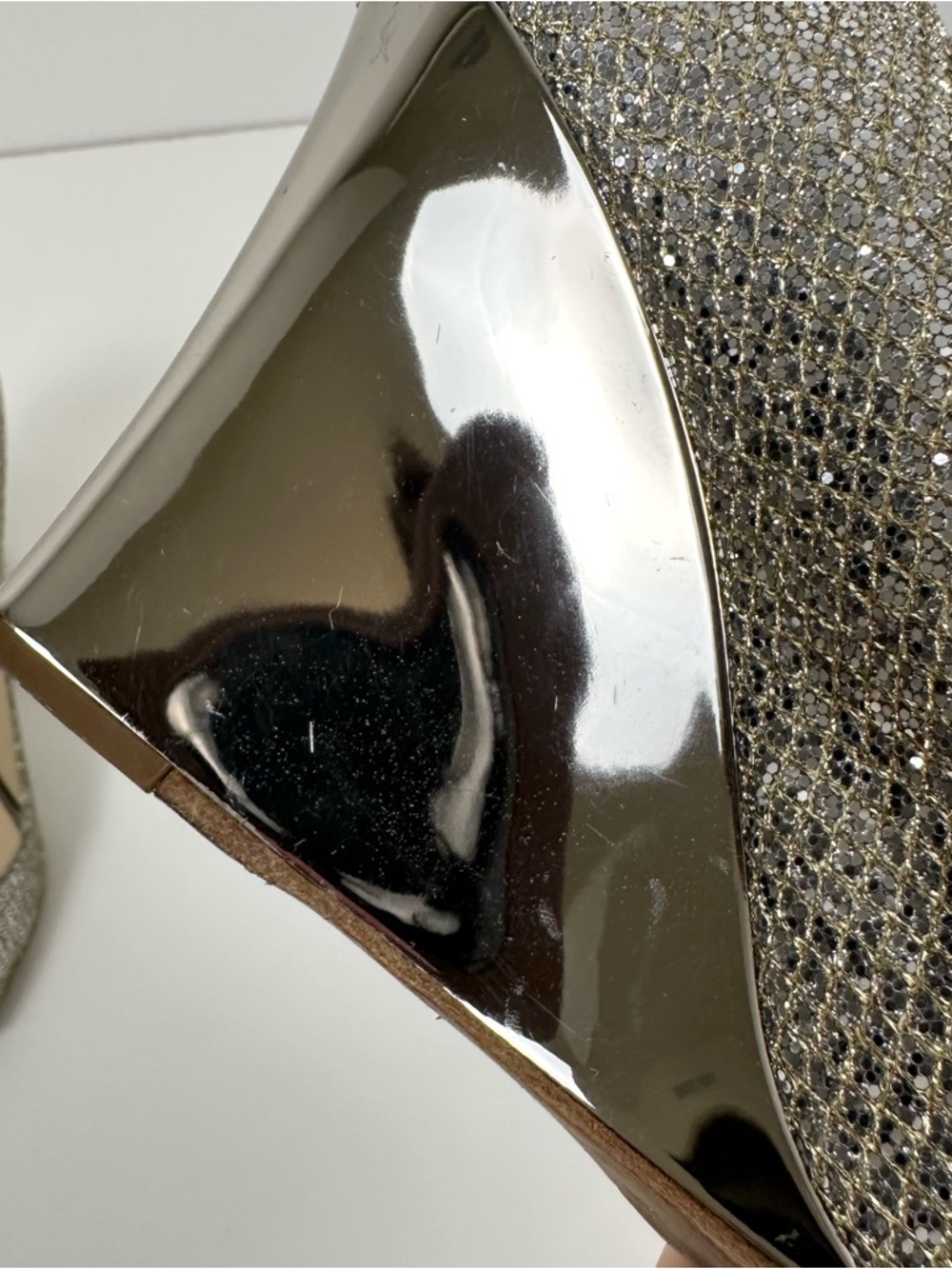 Jimmy Choo Metallic Silver Peep Toe Wedges - Picture 7 of 12